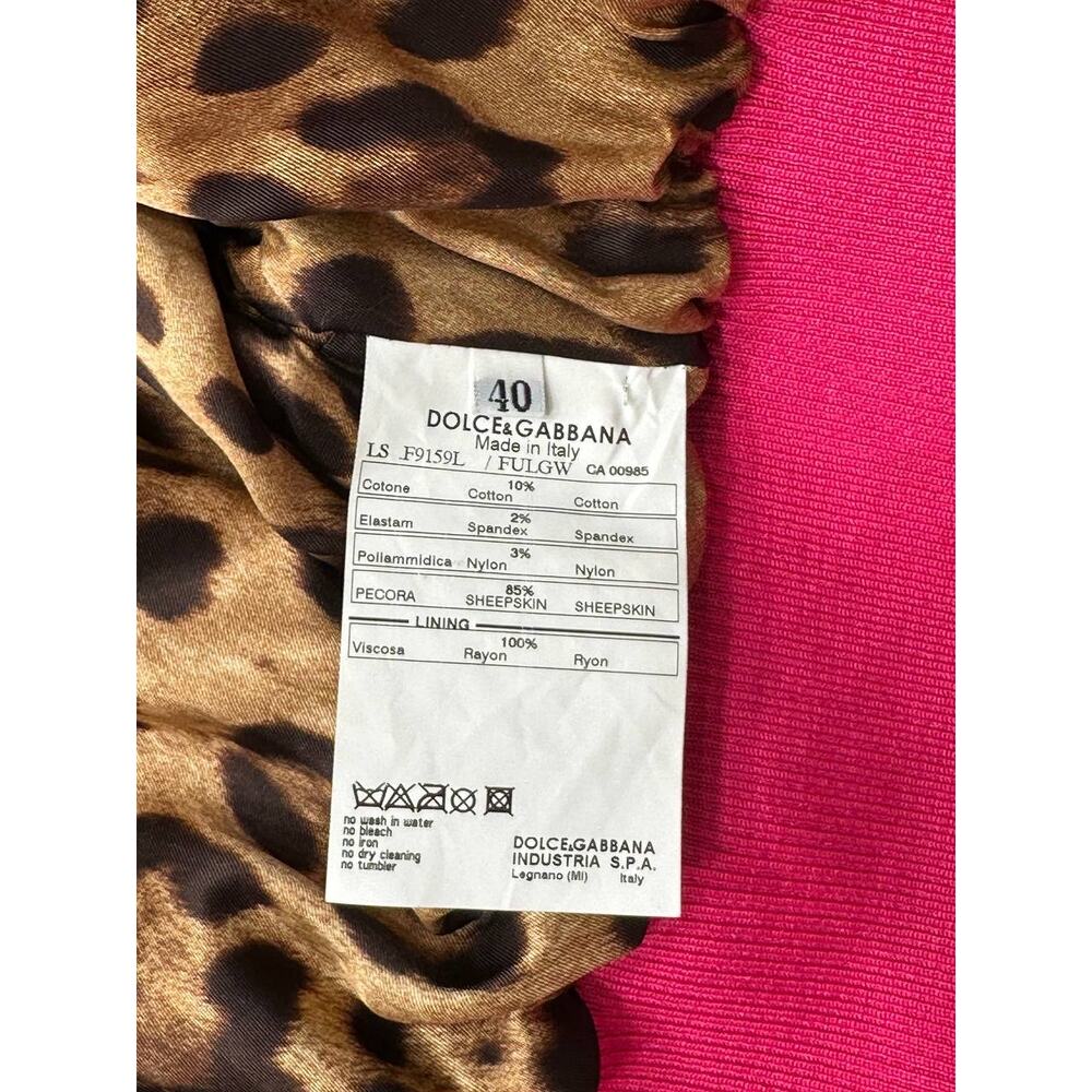 Dolce & Gabbana Fuchsia Cropped Leather Bomber Sz.40 - Picture 5 of 8